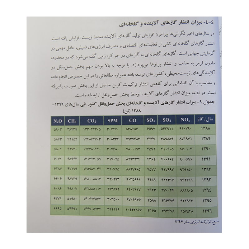 نمونه‌ای از جدول کتاب سال لجستیک ایران