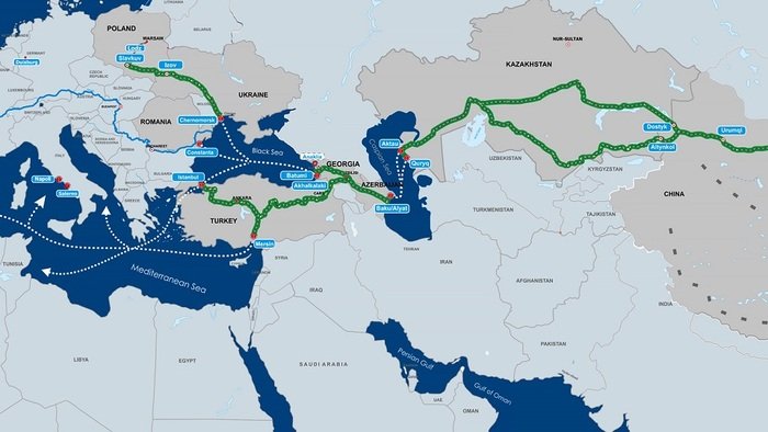 نقشه مسیر ریلی جدید ترکیه - چین (TCDD)